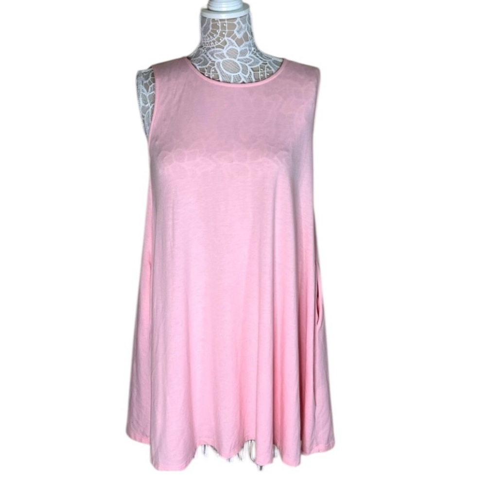 Soft Cozy Pink shift Sleeveless dress with side pockets EUC